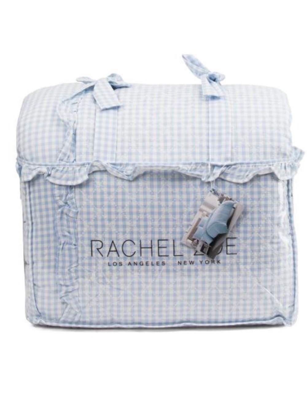 Rachel Zoe Blue Gingham Comforter Set with Ruffle Trim